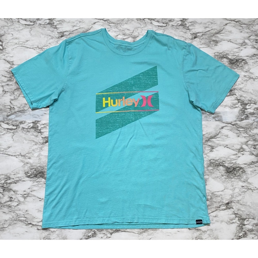 Hurley Everyday Washed Men's‎ T Shirt Size XL Blue Turquoise Logo Short Sleeve